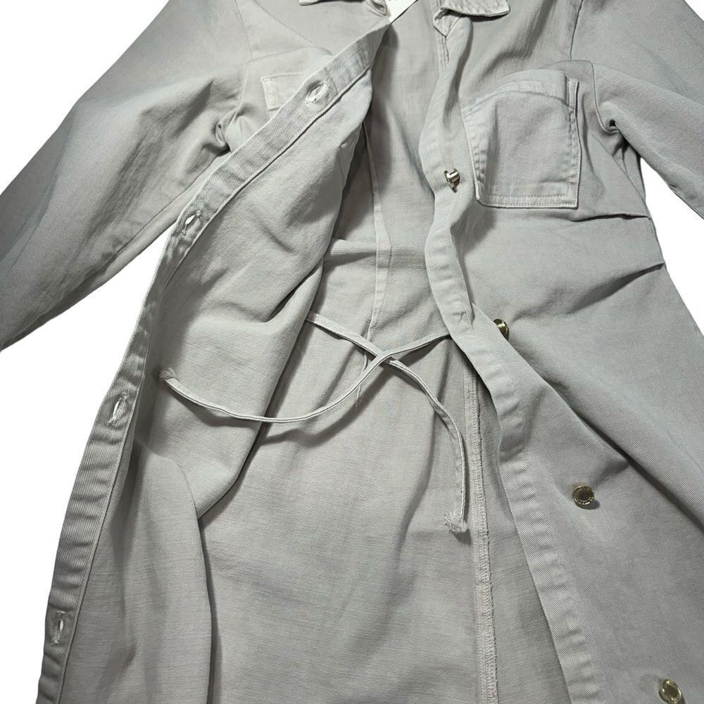 NWT Le‎ Jean Eliza Denim Taupe Mini Shirt Dress, XS - Picture 7 of 13